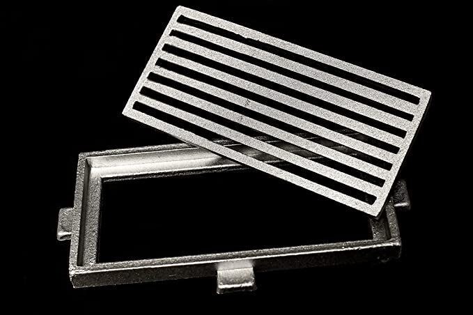 GRIGLIA ALLUMINIO PRESSOFUSO TERRAZZI CON TELAIO MODELLO RIGATO 15X12 H 1,5 CM