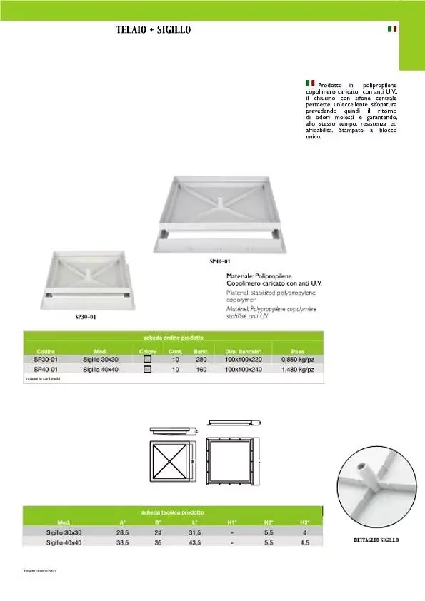 SIGILLO PORTAPAVIMENTO IN POLIPROPILENE CON PERNO