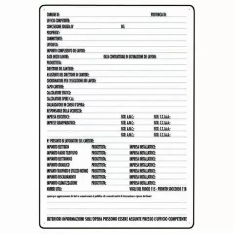 CARTELLO DIREZIONE LAVORI