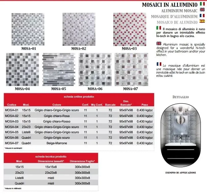 MOSAICI IN ALLUMINIO RIVESTIMENTO "HI TECH"