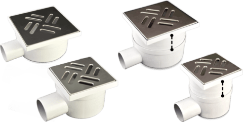 CHIUSINO SIFONATO FISSO O TELESCOPICO CON SCARICO ORIENTABILE E GRIGLIA INOX