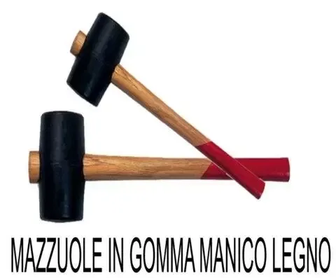 MAZZUOLA CON TESTA IN GOMMA BIANCA E MANICO IN LEGNO