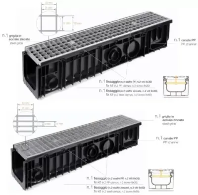 CANALETTA P.P. NERA CARRABILI CON GRIGLIA ZINCATA
