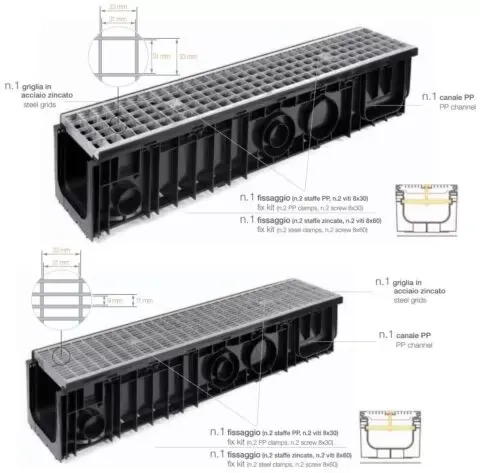 CANALETTA P.P. NERA CARRABILI CON GRIGLIA ZINCATA
