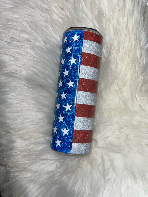 American Flag 20 Oz Skinny Sublimation Tumbler