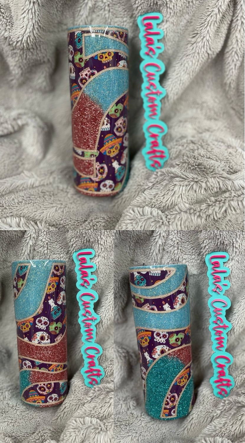 Sugar Skull 20 Ounce Epoxied Tumbler