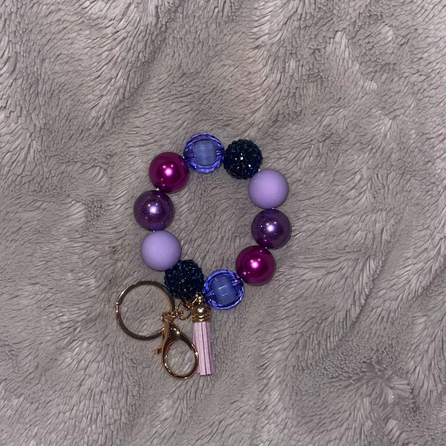 Keychain Wristlet With Acrylic Beads