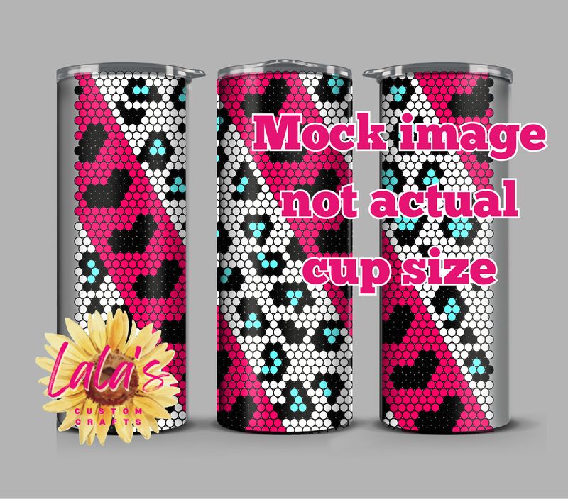 Hearts and Cheetah 20 oz Skinny ss20 Rhinestones