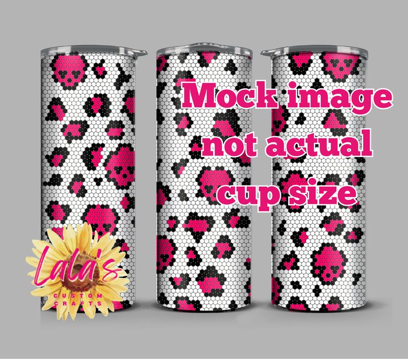 Skulls and Cheetah 20oz Skinny ss10 rhinestones
