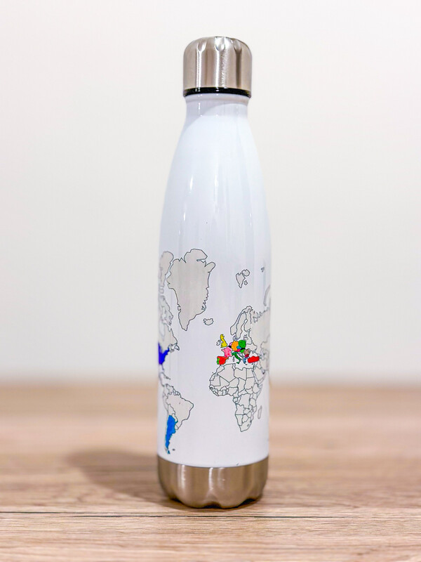 Colora il tuo mondo con la Borraccia da viaggio termica da mezzo litro - Colora le nazioni che hai visitato!