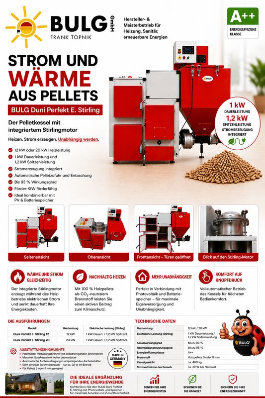 BULG Duni Perfekt E. Stirling - Pelletkessel 12 - 20 KW BHKW