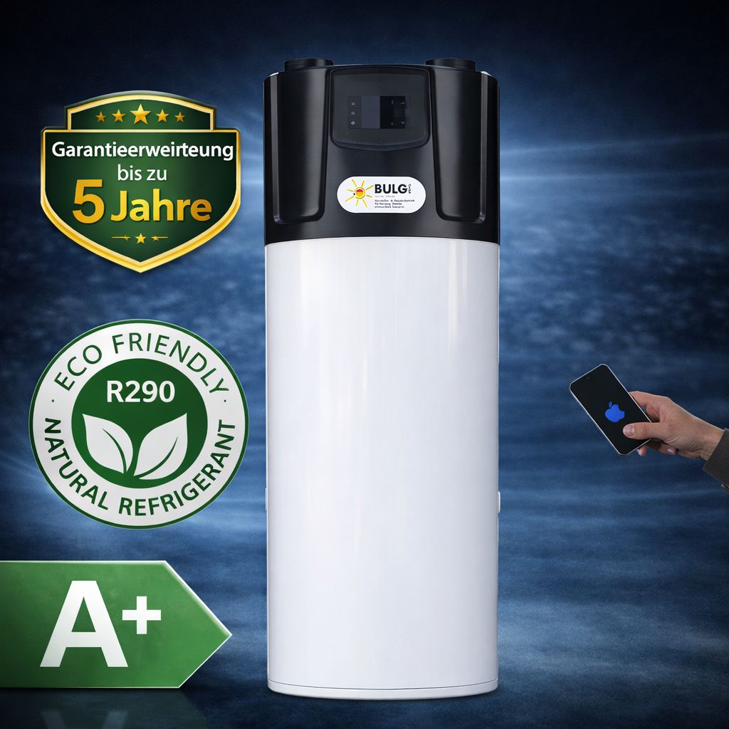 BULG AquaHeat Pro 300L R290 Warmwasser Wärmepumpe mit Wärmetauscher