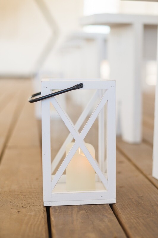 Distressed White Wooden Lantern