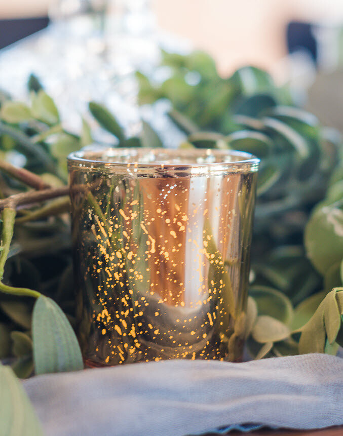 Speckled Gold Votive Glass Candle Holder