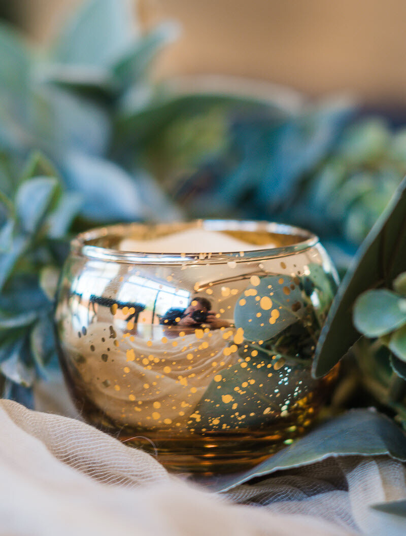 Speckled Gold Round Votive Glass Candle Holder
