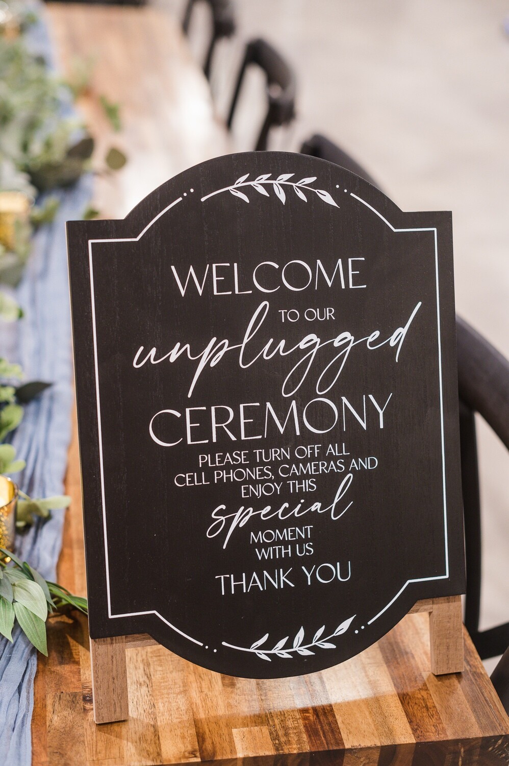 Unplugged Ceremony Black Sign