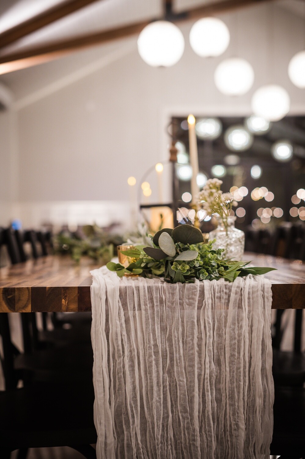 White Cheesecloth Table Runner