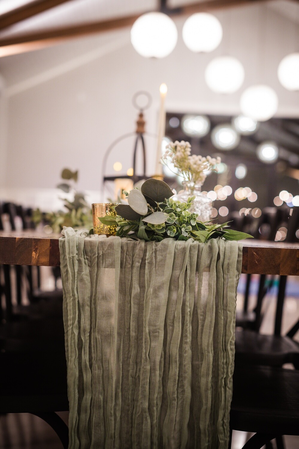Sage Green Cheesecloth Table Runner