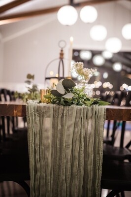 Sage Green Cheesecloth Table Runner