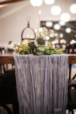 Dusty Blue Cheesecloth Table Runner