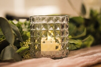 Large Black Smoked Glass Votive Candle Holder