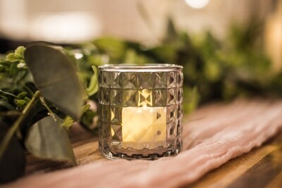 Small Black Smoked Glass Votive Candle Holder