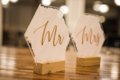 Mr. and Mrs. Hexagon Signs