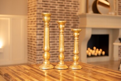 Tall Gold Candle Stands - Set of 3