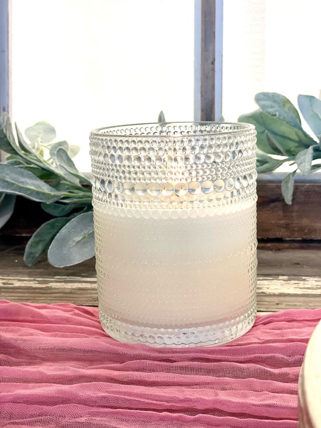 Embossed Ivory Glass Candles