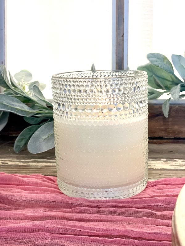 Embossed Ivory Glass Candles