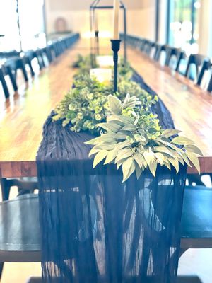 Navy Blue Cheesecloth Table Runner