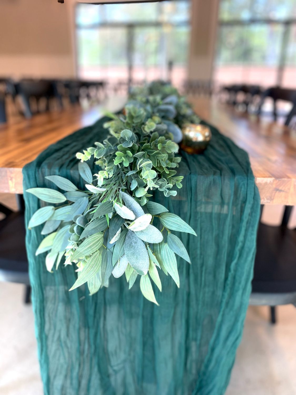 Emerald Green Cheesecloth Table Runners