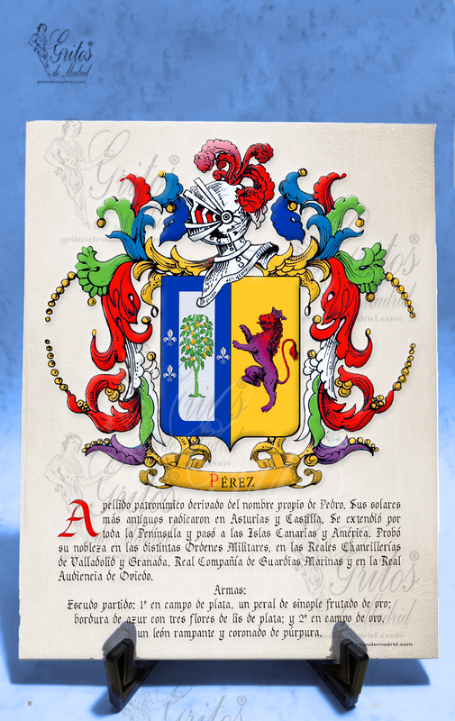 AZULEJO HERÁLDICA RECTANGULAR 1 ESCUDO DE APELLIDO CON TEXTO