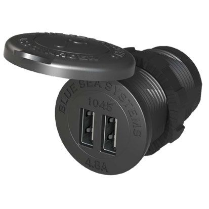 BLUE SEA DUAL USB CHARGER 12/24V RND