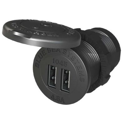 BLUE SEA DUAL USB CHARGER 12/24V RND