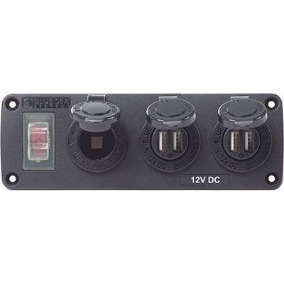 Blue Sea Panel Below Deck 12V Socket & 2 USB 4365 Blue Sea Panel Below Deck 12V Socket & 2 USB 4365