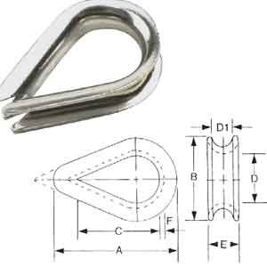 CRUISER 3/8" 316 SS H.D. WIRE THIMBLE 330145