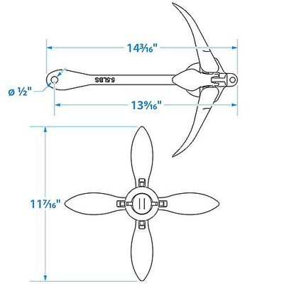 FOLDING GRAPNEL ANCHOR-5.5#