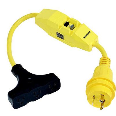 Marinco 199128 30A To 3-Way 15A Adapter W/Gfci Protection Marinco 199128 30A To 3-Way 15A Adapter W/Gfci Protection
