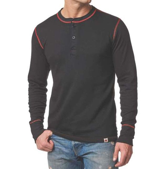 1335 Men's 2 Layer Henley, Color: Black/Red, Size: M