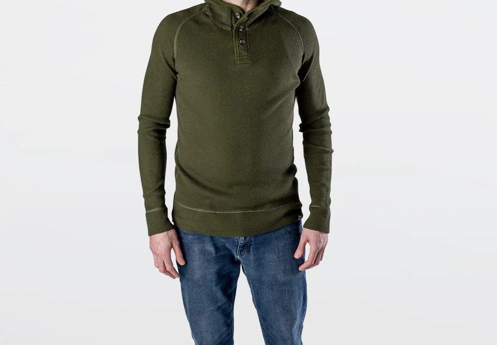 1592 Heritage Waffle Hoody, Color: Chive, Size: S