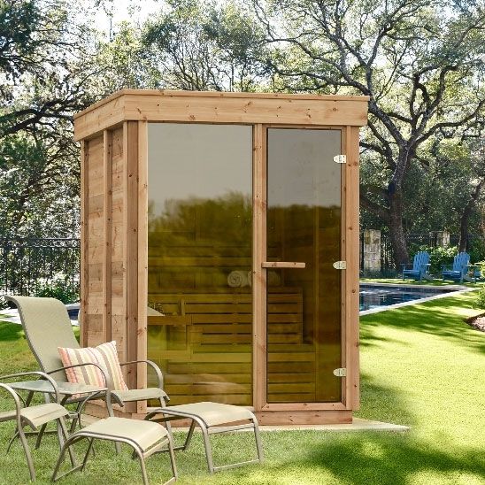 Outdoor Pure Cube Sauna - Knotty Red Cedar CU552