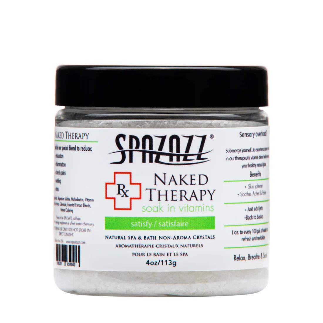 SPAZAZZ  Rx Therapies 4oz Jar - Naked Satisfy Unscented