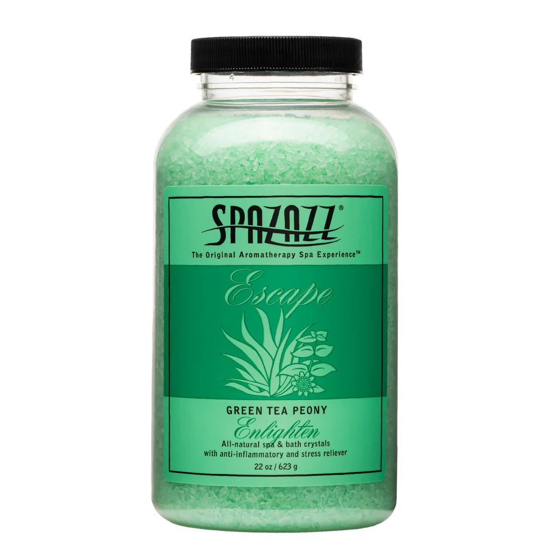 SPAZAZZ  22OZ Escape Crystals Green Tea Peony - Enlighten