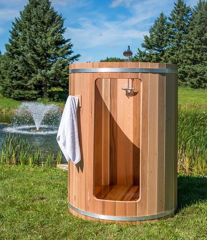 Rainbow Barrel Outdoor Shower - Clear Red Cedar