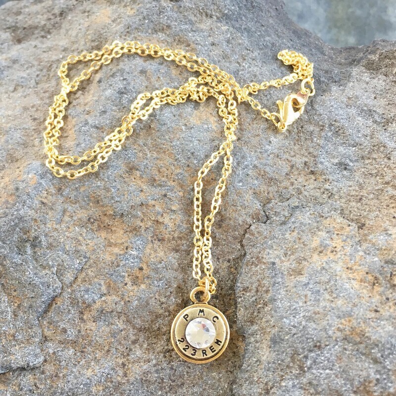 bullet casing necklace ~ gold