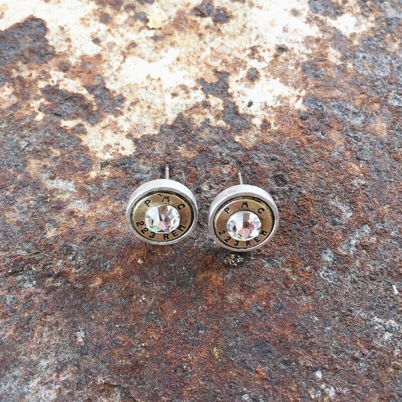 bullet casing earring stud ~ silver