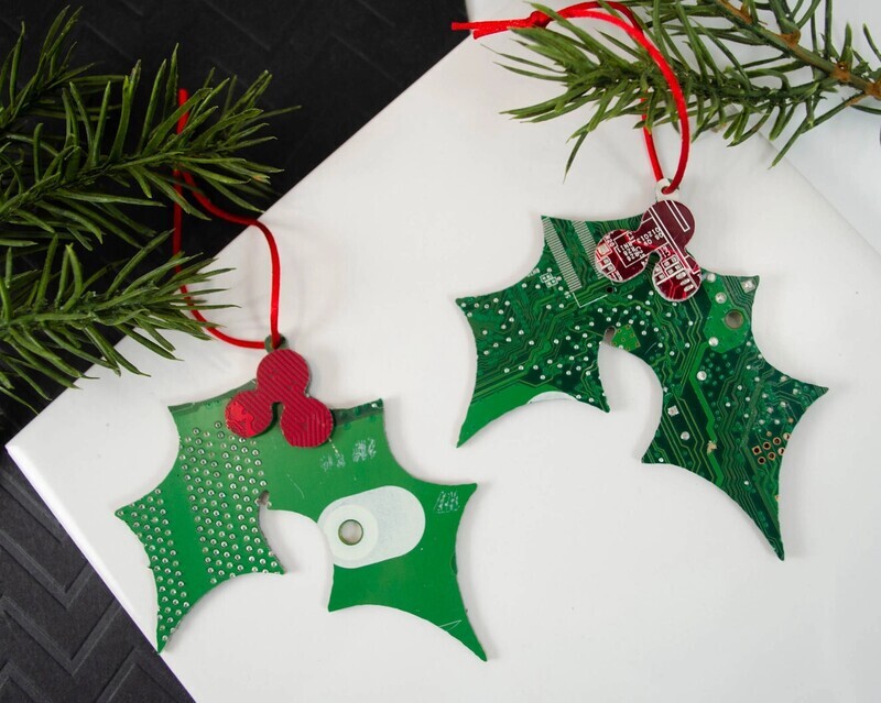 circuit board ornament ~ holly