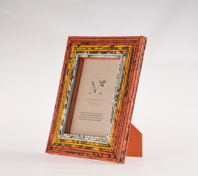 recycled paper picture frame ~ orange