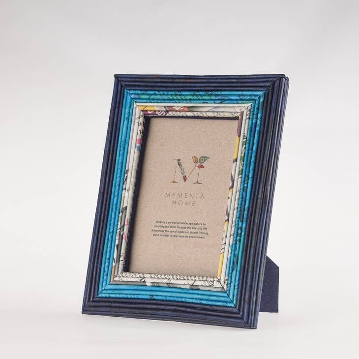 recycled paper picture frame ~ blue